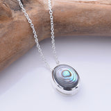 P1352 - 925 silver abalone oval necklace
