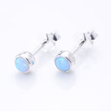 S1024 - 925 silver 4mm round imm opal stud earrings