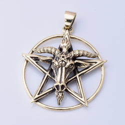 P1286 - Solid bronze baphomet pendant