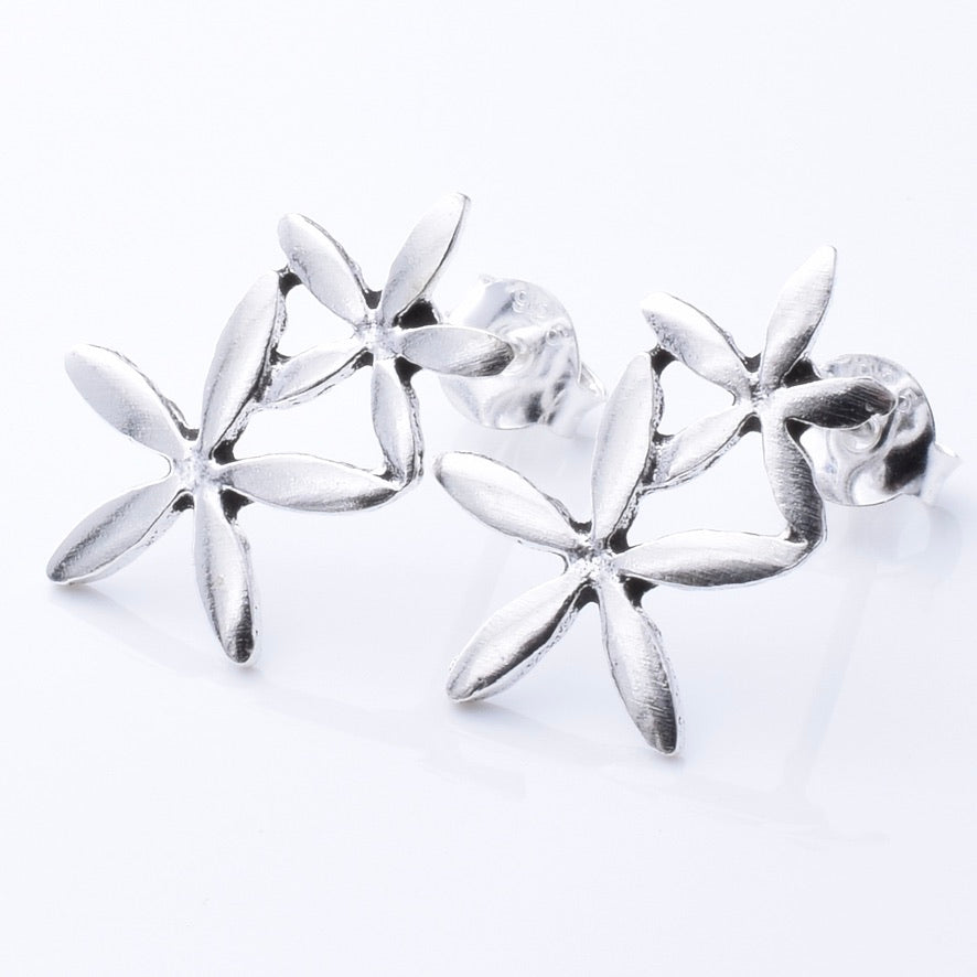 S978 - 925 silver double flower stud earrings