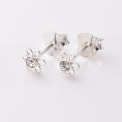 S926 - 925 silver tiny CZ wire flower stud earrings