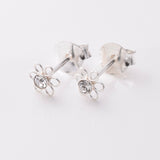 S926 - 925 silver tiny CZ wire flower stud earrings