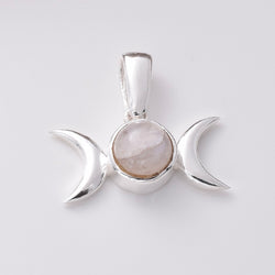 P1023 - 925 silver moonstone triple moon pendant