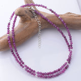 N013 - 925 silver and 2mm faceted ruby bead necklace