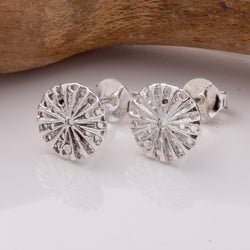S911 - 925 silver round flower stud earrings