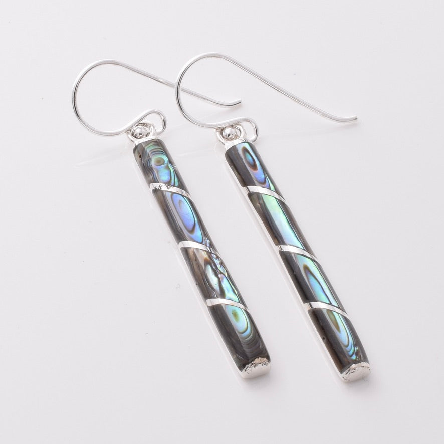 E853 - 925 silver abalone bar earrings