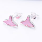 S1043 - 925 silver & Pink MOP whale tail stud earrings