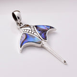 P984 - 925 silver and abalone manta ray pendant
