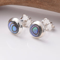 S790 - 925 silver 6mm abalone stud earrings