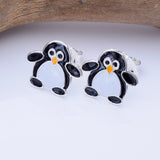 S1051 - 925 silver stamped Penguin stud earrings