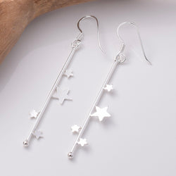 E800 - 925 silver bar and star earrings