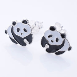 S1050 - 925 silver stamped Panda stud earrings