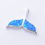 P1312 - 925 silver Imm blue opal whale tail pendant
