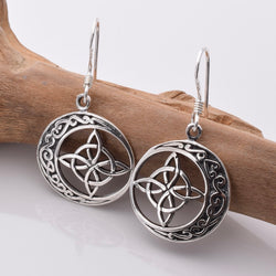 E825 - 925 silver crescent moon knot earrings