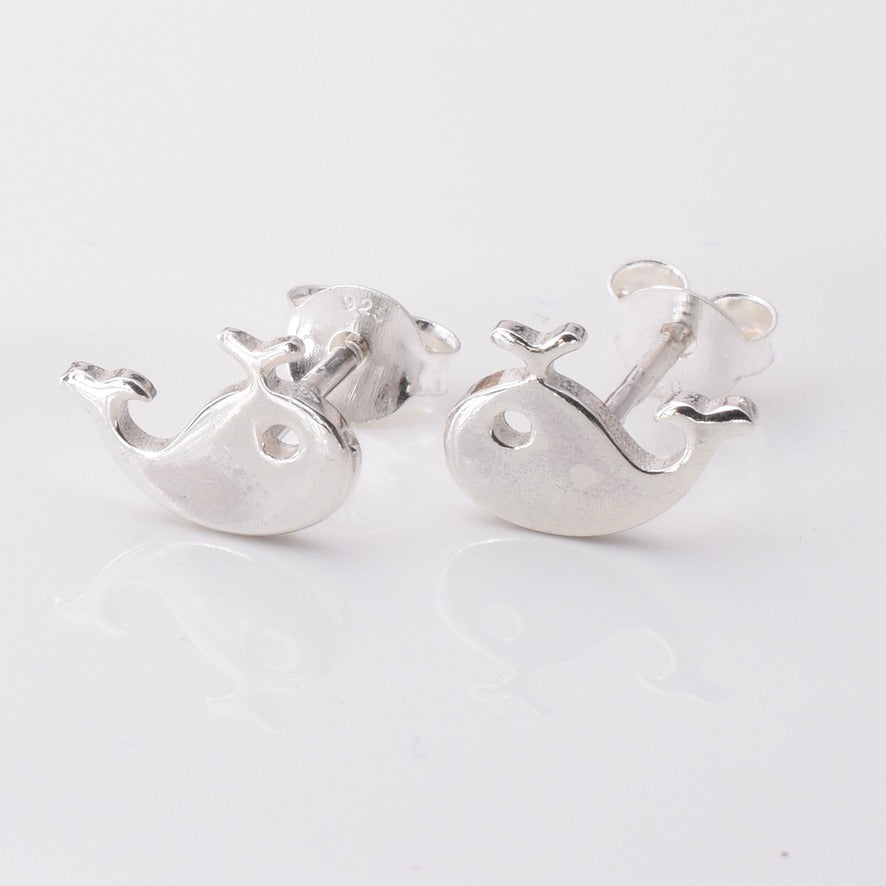 S956 - 925 silver whale stud earrings