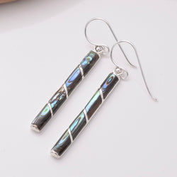 E853 - 925 silver abalone bar earrings