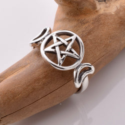 R336 - 925 silver triple moon pentagram ring