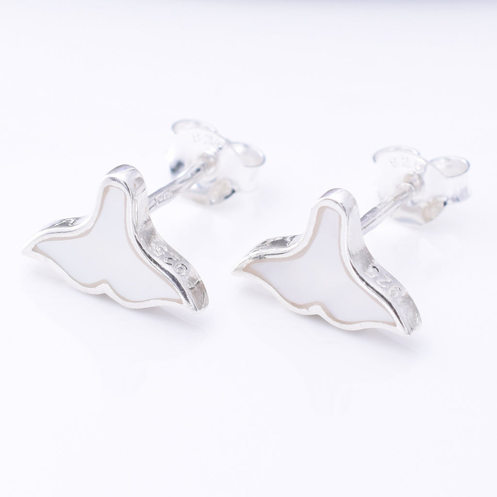 S1044 - 925 silver & MOP whale tail stud earrings
