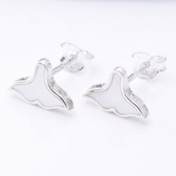 S1044 - 925 silver & MOP whale tail stud earrings