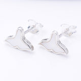 S1044 - 925 silver & MOP whale tail stud earrings