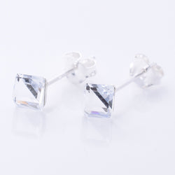 S1055 - 925 silver clear cube stud earrings