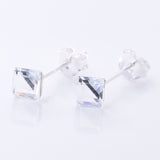 S1055 - 925 silver clear cube stud earrings
