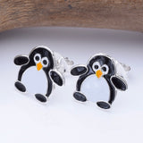 S1051 - 925 silver stamped Penguin stud earrings