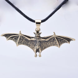 P1287 - Solid bronze bat pendant