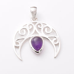 P1225 - 925 silver amethyst crescent pendant