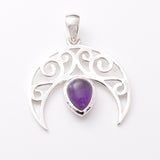 P1225 - 925 silver amethyst crescent pendant