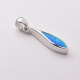 P1186 - 925 silver lab grown opal slimline teardrop pendant