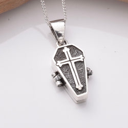 P1144 - 925 silver coffin cross locket