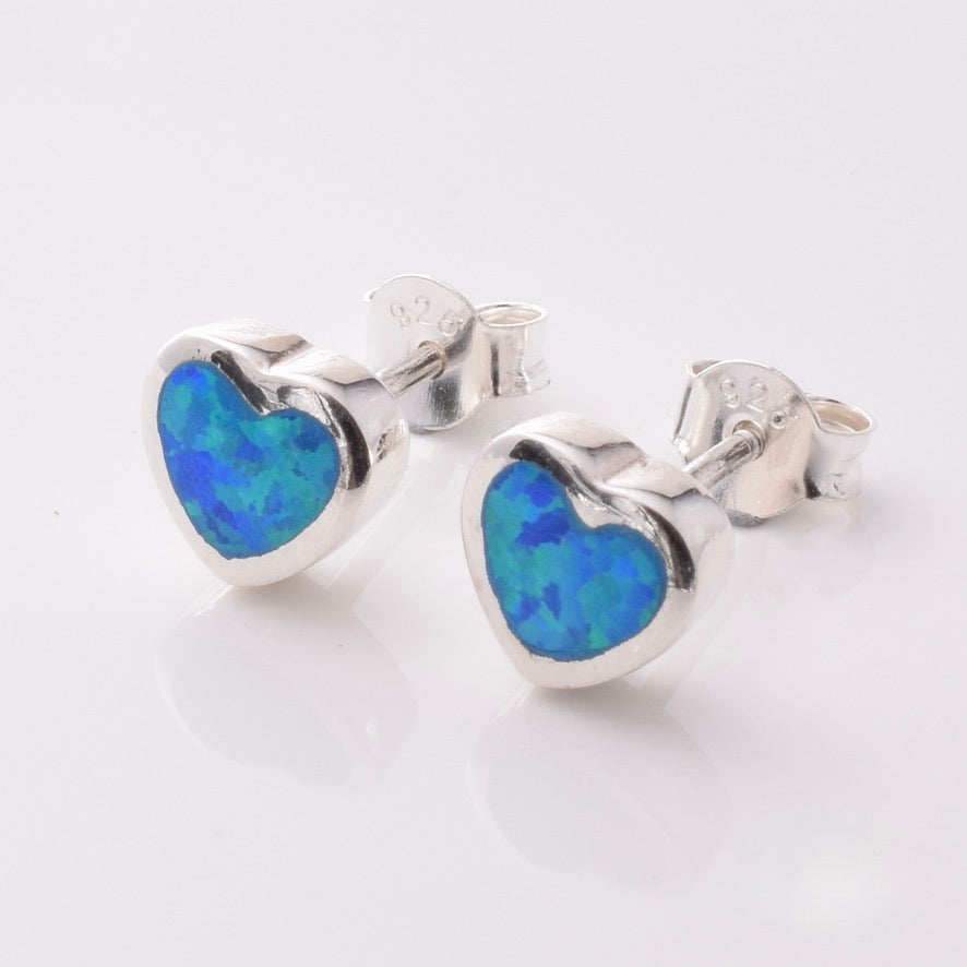 S928 - 925 silver 6mm inlay imm opal stud earrings