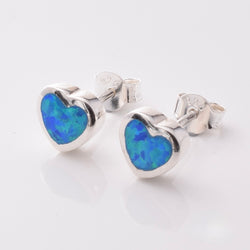 S928 - 925 silver 6mm inlay imm opal stud earrings