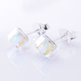 S1056 - 925 silver AB cube stud earrings