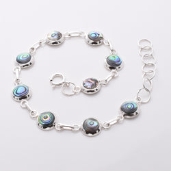 B035 - 925 silver and abalone 8mm disc bracelet