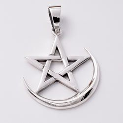 P995 - 925 Crescent moon pentagram silver pendant