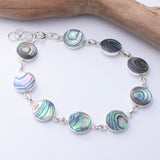B067 - 925 silver abalone round bead bracelet