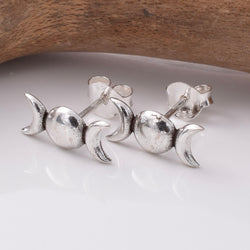 S802 - 925 silver triple moon stud earrings