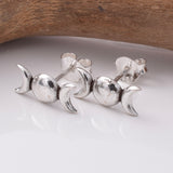 S802 - 925 silver triple moon stud earrings