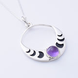 P1349 - 925 silver  moonphase amethyst pendant