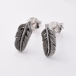 S830 - 925 silver wide feather stud earrings