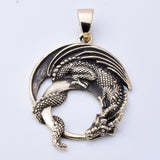 P1290 - Solid bronze curled dragon pendant