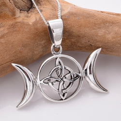 P998 - 925 silver triple moon knot pendant