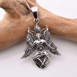 P1204 - 925 silver baphomet open wings pendant