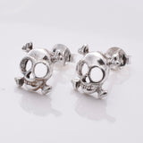 S841 - 925 silver wide eye skull stud earrings