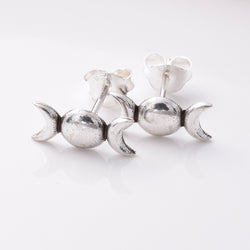 S802 - 925 silver triple moon stud earrings