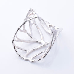 R355 - 925 silver wide outline leaf ring