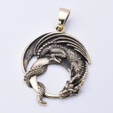 P1290 - Solid bronze curled dragon pendant