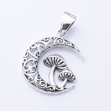 P1327 - 925 silver crescent moon and toadstools pendant